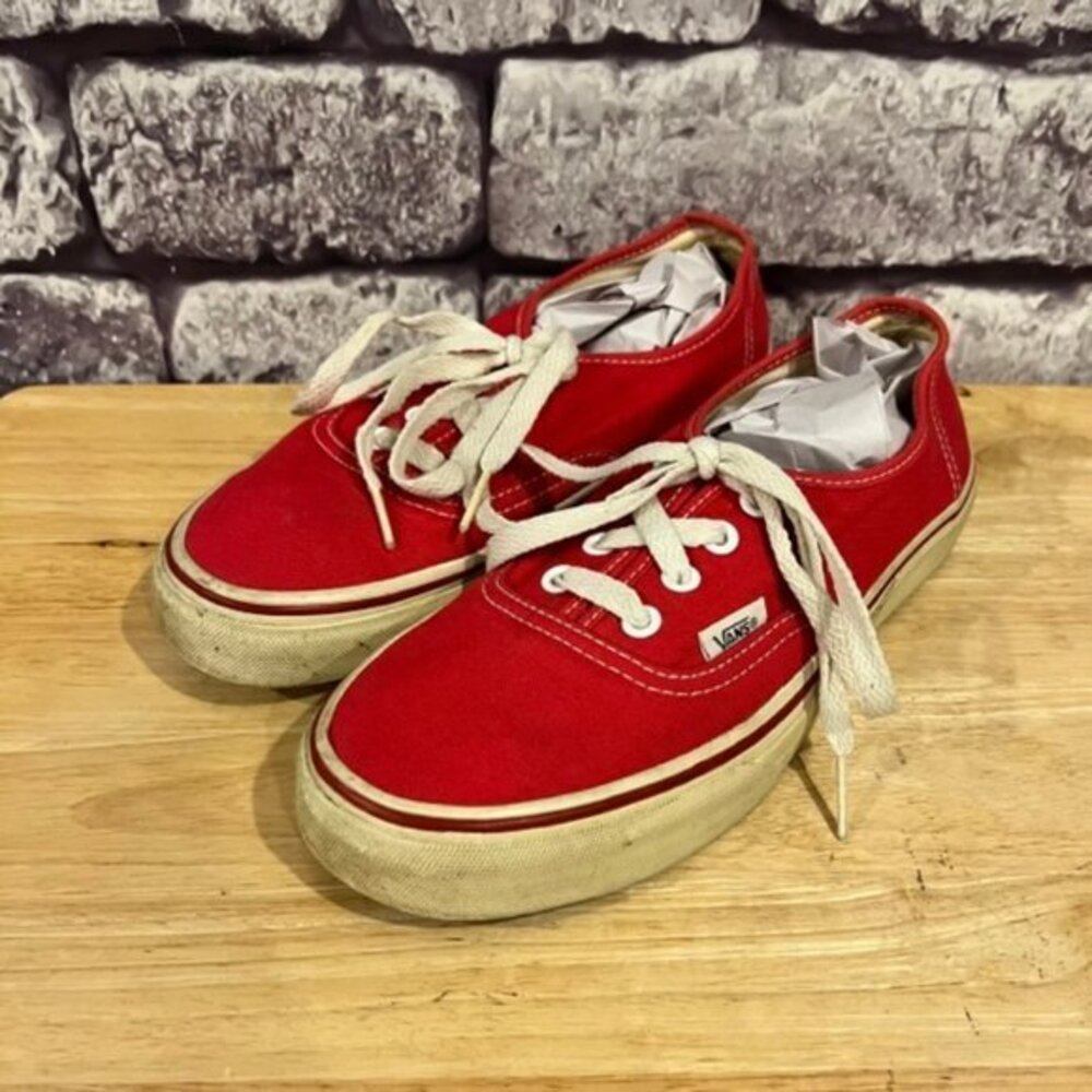 Vans Red Fabric Upper Lace Up Sneakers Size 7